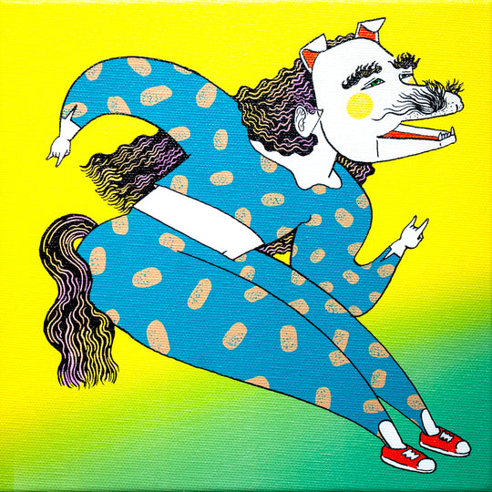 【ガラリshowcase】いけがみのりえ　キャンバスプリント「お面」