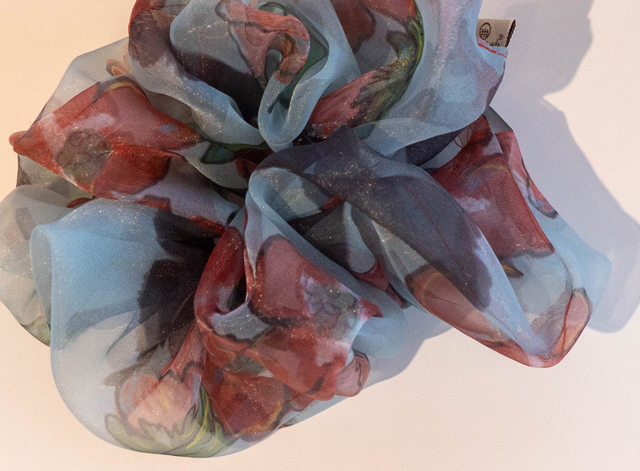 【ガラリShowcase】AsahiArtStyle オーガンジーシュシュ「芙蓉に雀」