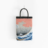 夜*座様 土屋鞄　気仙沼ニッティング　ポーチ　巾着 HERRIE KINCHAKU POUCH - PM / DIPLO SKY｜シュリンクレザーの