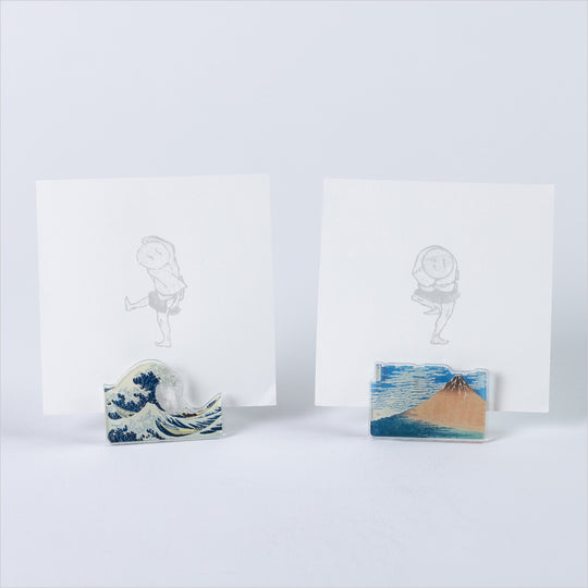 クリップメモスタンド（神奈川沖浪裏・赤富士）