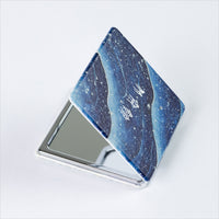 青と白の風景画 コンパクトミラー 陶芸 折りたたみ式 コンパクトミラー 二面鏡「上町祭屋台天井絵 男浪