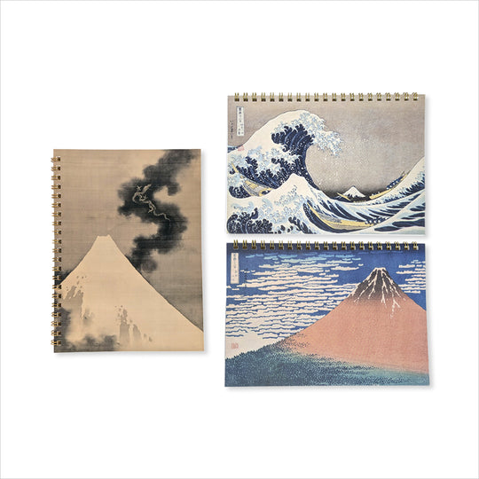 A5 リングノート 方眼（富士越龍、赤富士、神奈川沖浪裏）