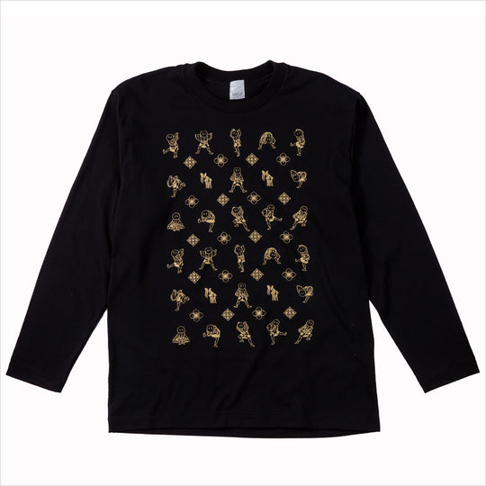 【北斎館限定】雀おどりゴールドプリント　長袖Tシャツ